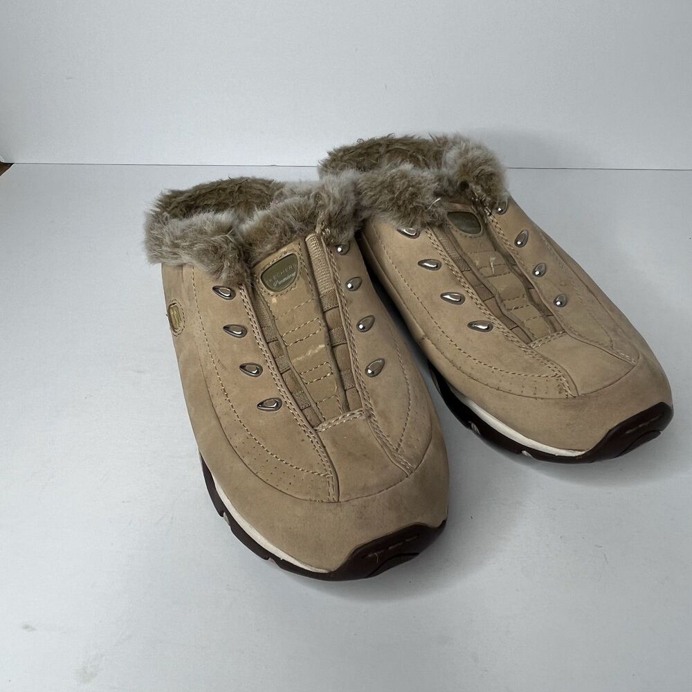 Skechers Sport Beige Faux Fur Lined Slip-Ons Casual Shoes Womens Size 9